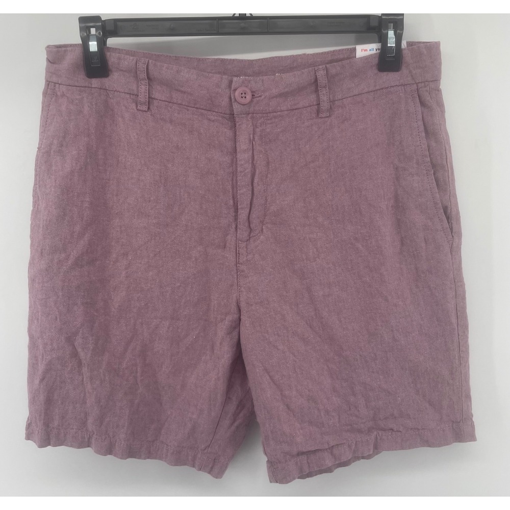 Old Navy Shorts Men 34 Mauve Slim Linen Blend Chino Casual Summer Preppy NWT